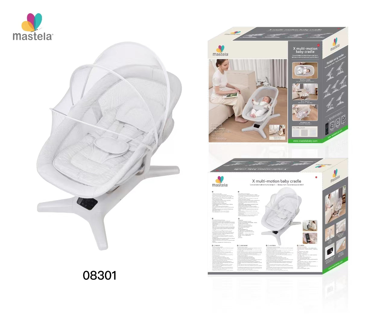 Mastela Swing X multi-motion baby cradle Lite Grey Birth to 36M