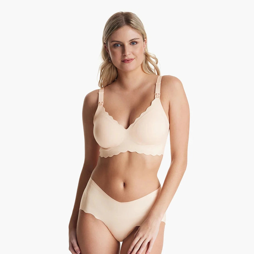 Momcozy Maternity Accessory Seamless Support Floral Nursing Bra-Skin