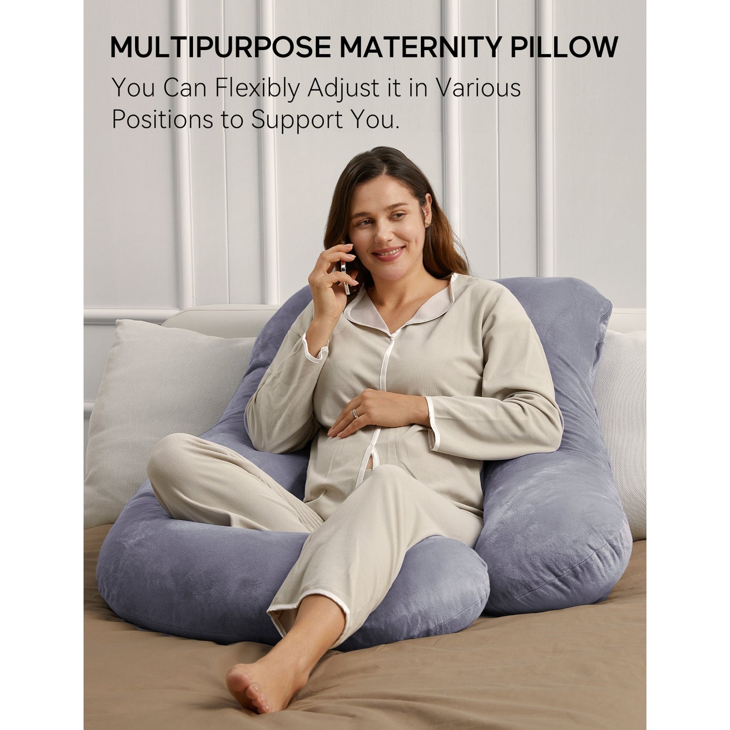 Momcozy Maternity Accessory G Shaped Pregnancy Pillow Grey