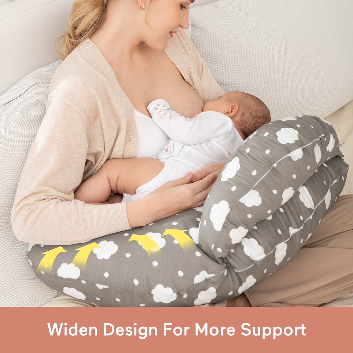 Momcozy Maternity Accessory Adjustable Nursing Pillow Grey &amp; White