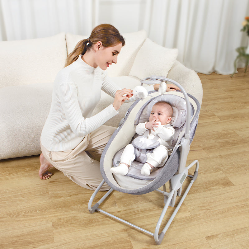 Mastela 4in1 Swing & Bassinet Lite Grey (Birth to 36 Months) - Distressed Box