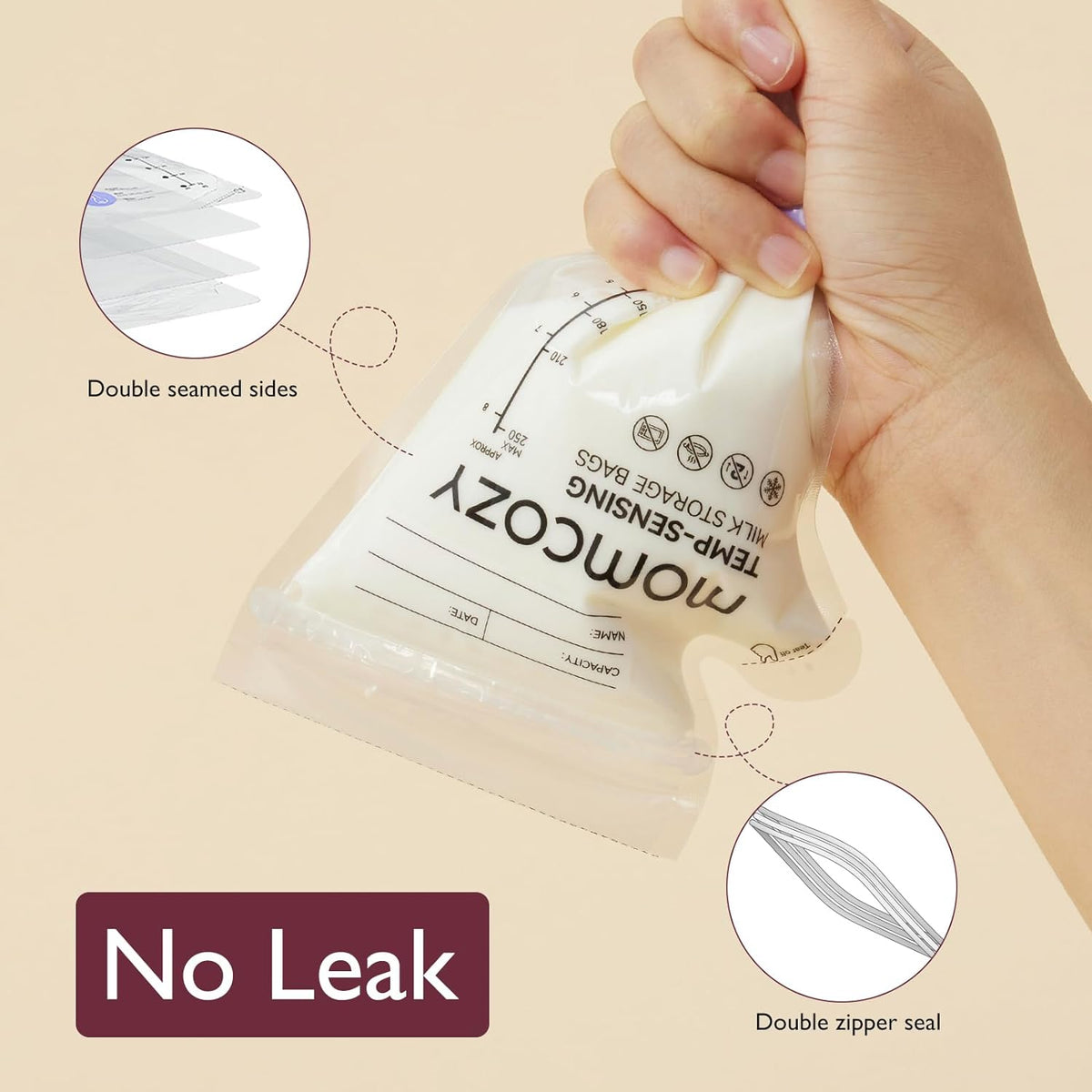 Momcozy Spout Breastmilk Storage Bags - 60 Pcs - Temperature Sensing, Leak-Proof, Pre-Sterilized - image 3