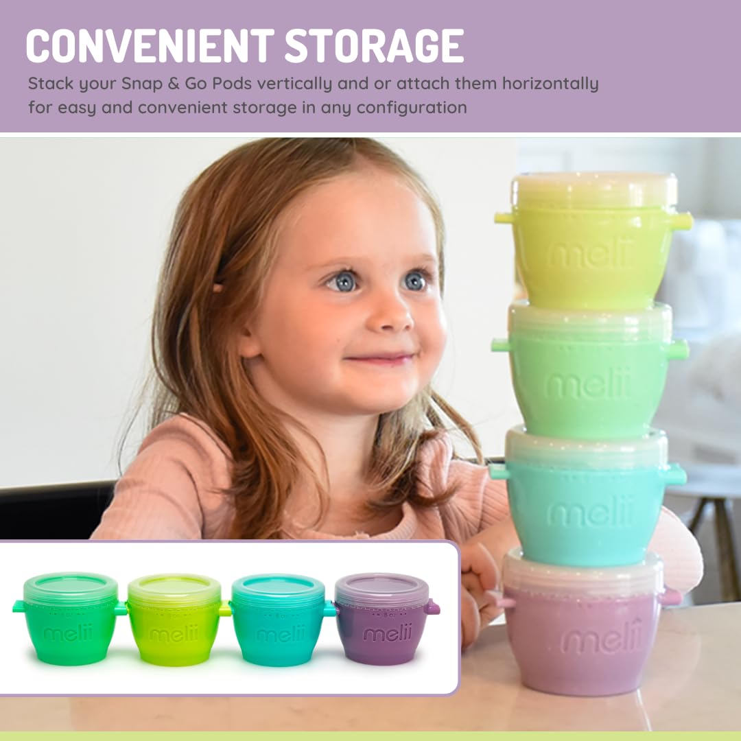 Melii Snap & Go Pods (6oz) - 4 piece set Multicolor ~ 3 to 24 Months