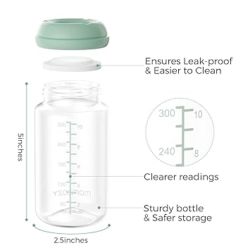 Momcozy Breastfeeding Access Natural Baby Bottle, 11oz Wide-Neck Breast Milk Container*4 Green
