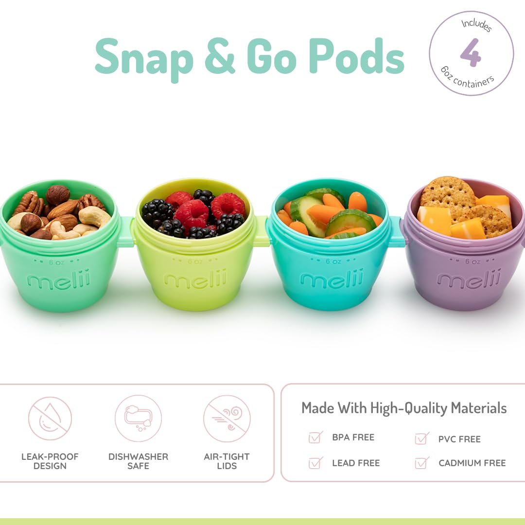 Melii Snap & Go Pods (6oz) - 4 piece set Multicolor ~ 3 to 24 Months