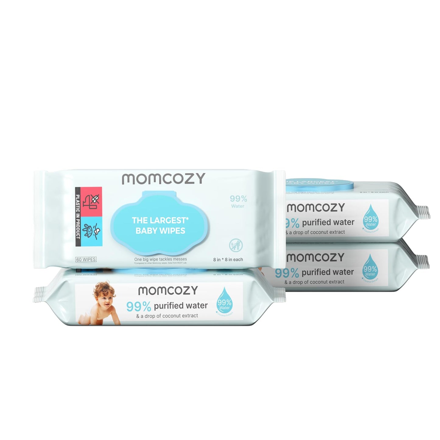 Momcozy Water Wipes-Extra Large Size Design-240 Count (4 packs)