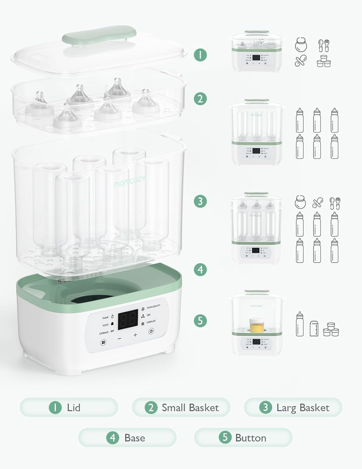 Momcozy Sterilizers & Warmer 8 in 1 Sterilizer and Dryer White