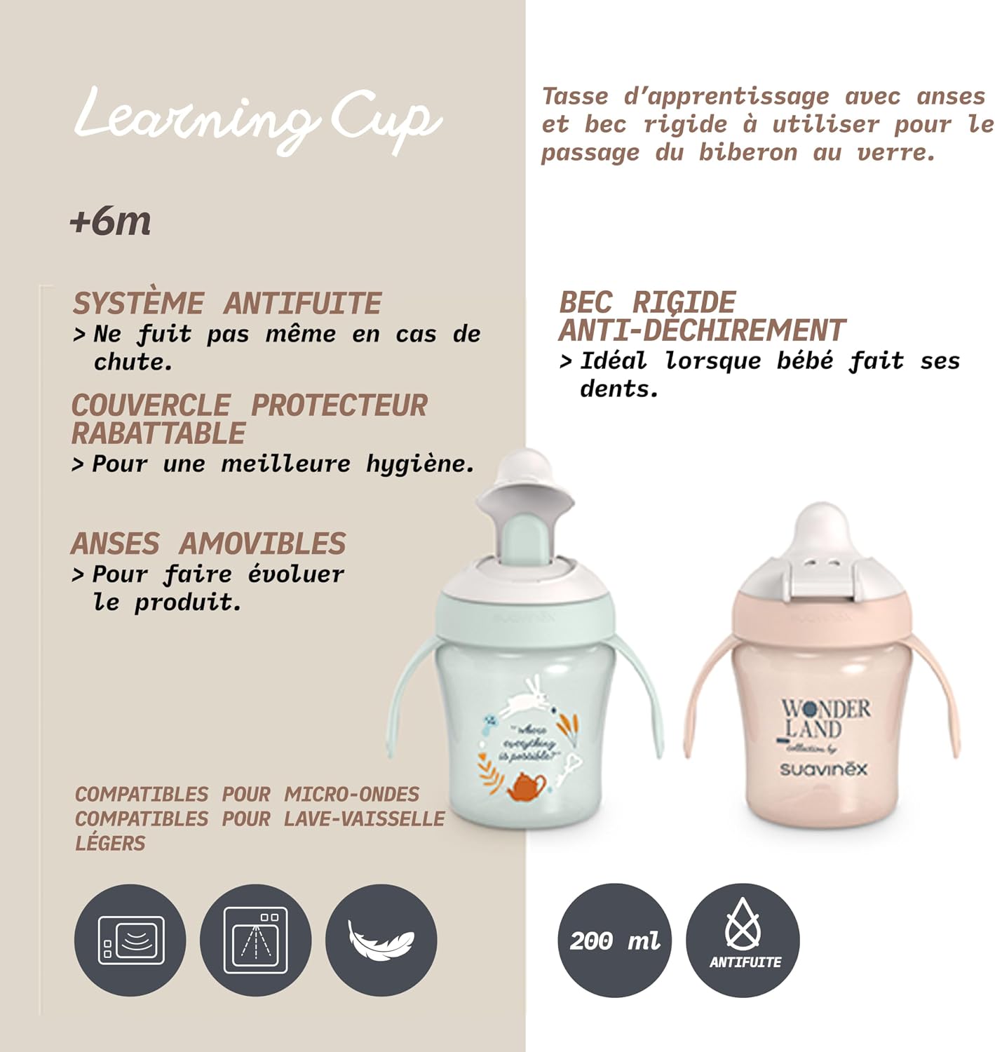 Suavinex Wonderland Learning Cup with Anti-Spill Spout & Removable Handles (6-18 Months) - Suavinex baby product