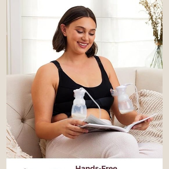 Momcozy Maternity Accessory 4-in-1 Hands-Free Pumping Bra - Leopard Black