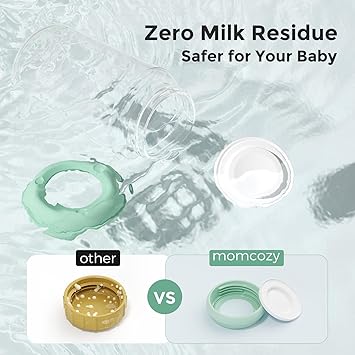 Momcozy Breastfeeding Access Natural Baby Bottle, 11oz Wide-Neck Breast Milk Container*4 Green