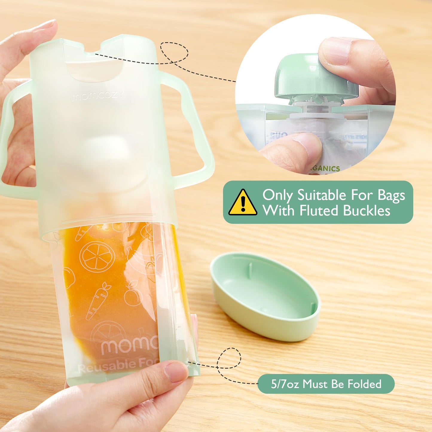 Momcozy Weaning Accessories Squeeze Pouch Holder Green