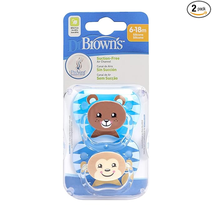 Dr. Brown's Pacifier Prevent Butterfly Soother - Stage 2 Blue (Pack of 2) (6 to 18 Months)