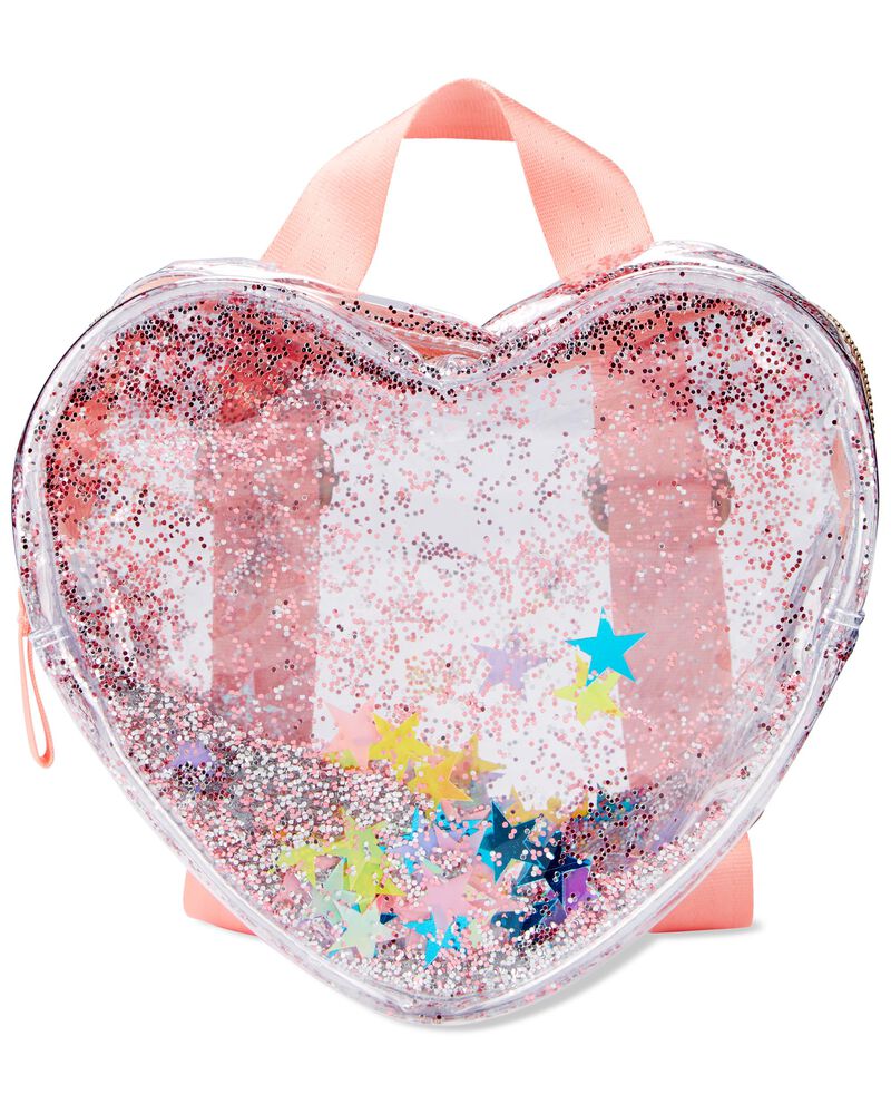 SKIP HOP Bags Clear Glitter Heart Backpack (6Y to 9Y) Transparent