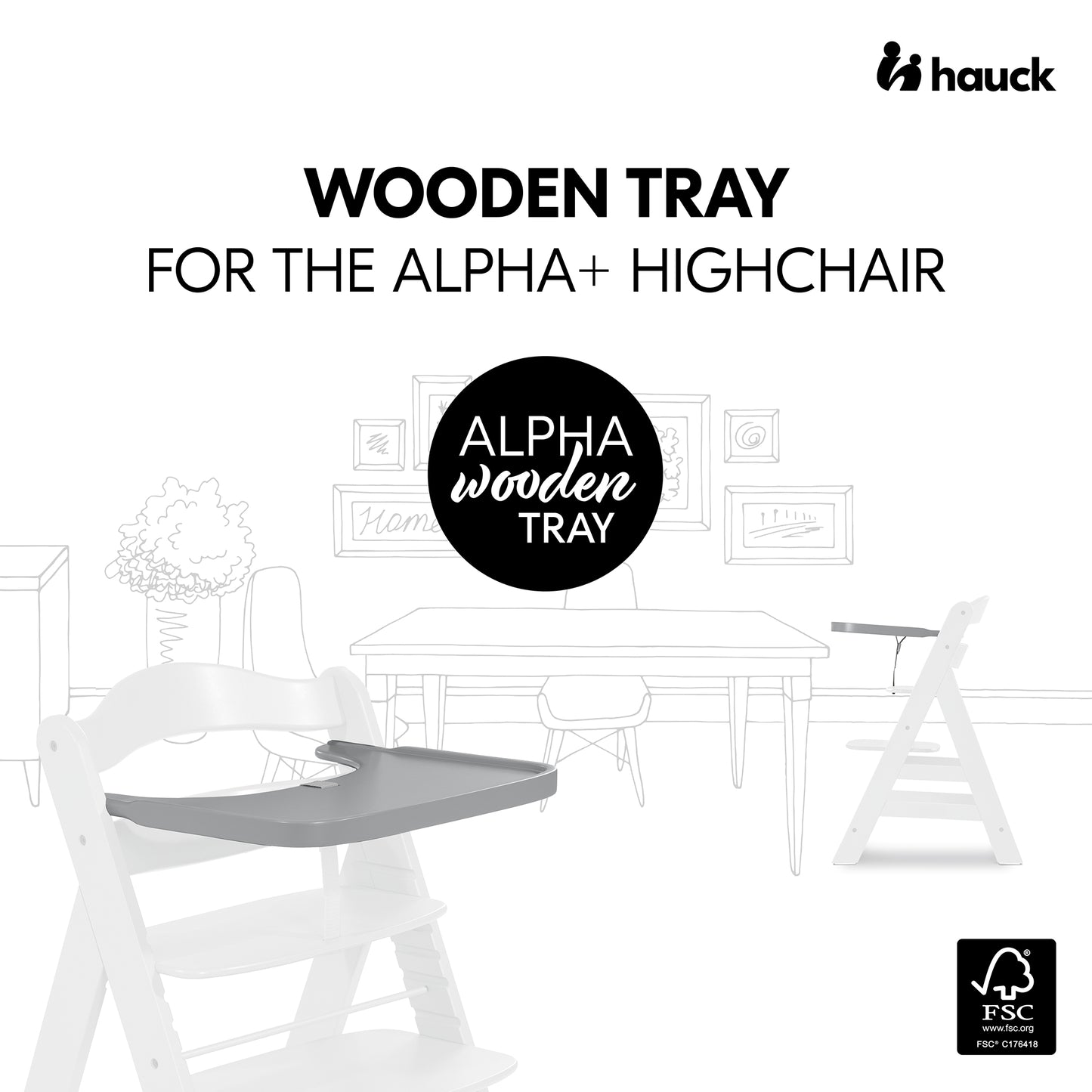Hauck Alpha Wooden Tray T&G Accessories 6M to 36M