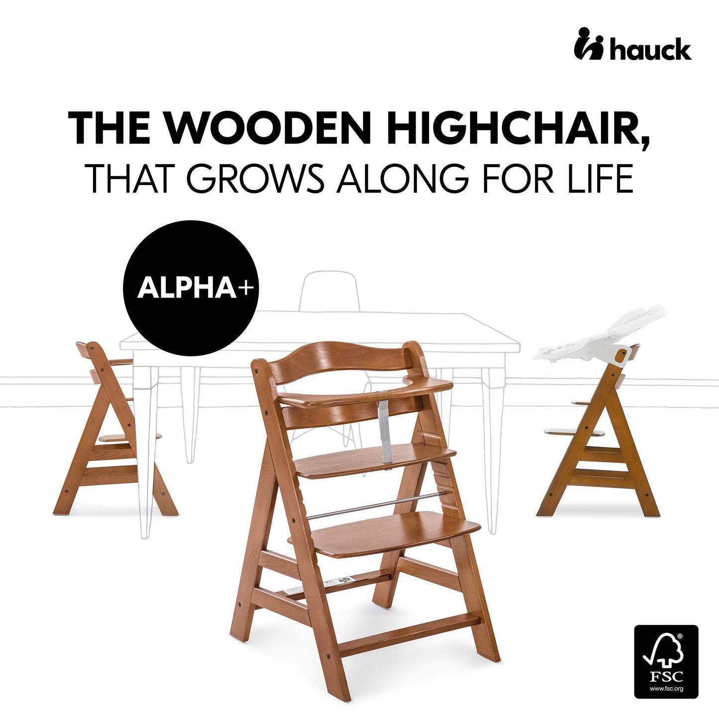 Hauck Alpha+B Highchair Natural 6months to Adult - Distressed Box