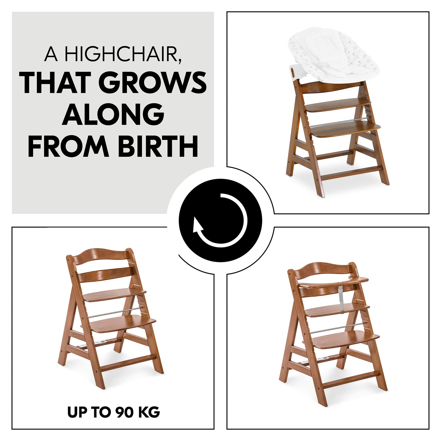 Hauck Alpha+B Highchair Natural 6months to Adult - Distressed Box