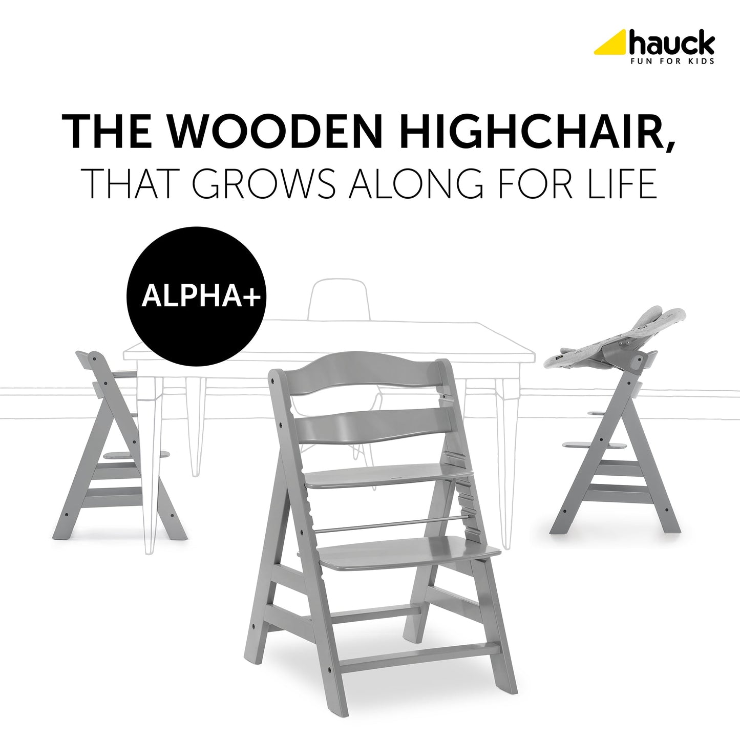Hauck Alpha+B Highchair Natural 6months to Adult - Distressed Box