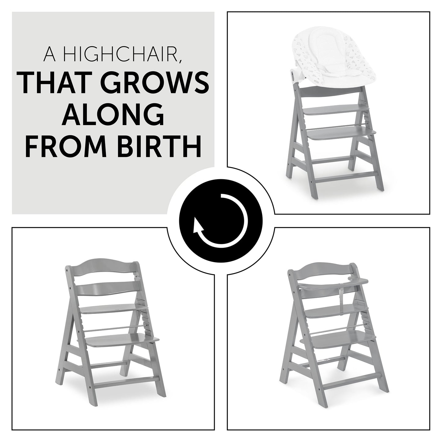 Hauck Alpha+B Highchair Natural 6months to Adult - Distressed Box