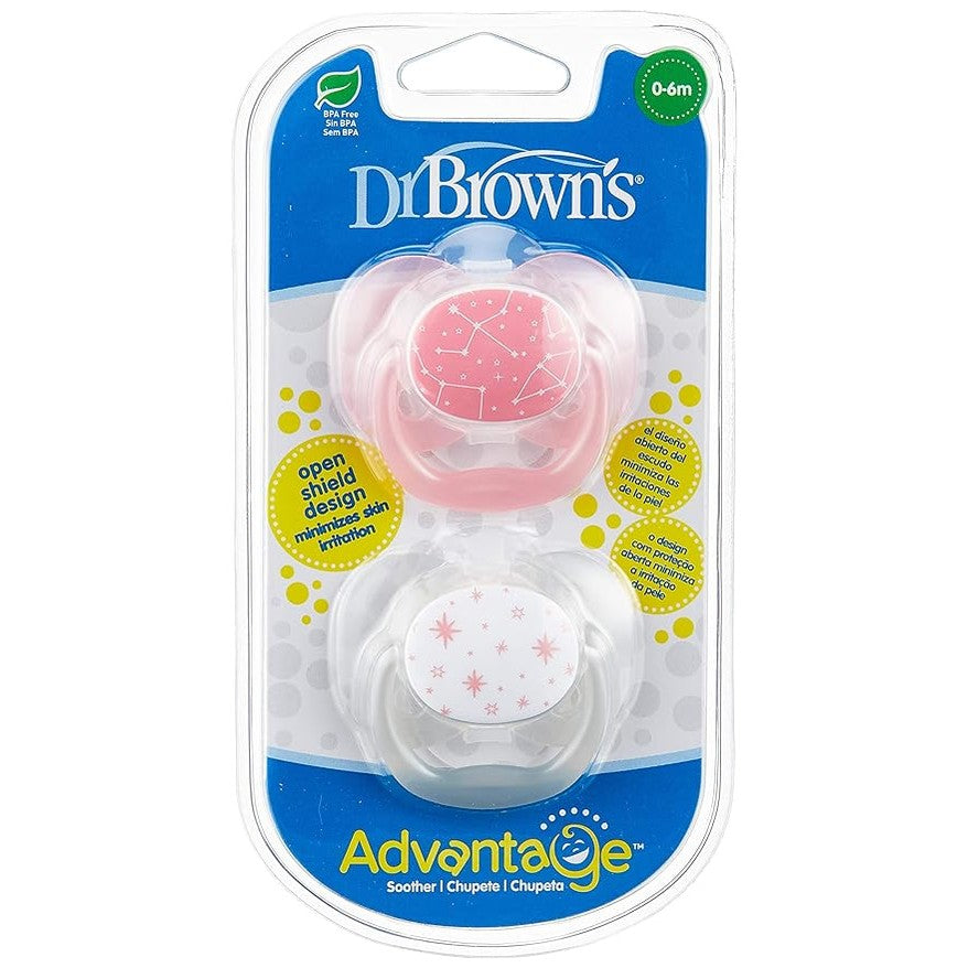 Dr. Brown's Advantage Pacifiers Stage 1 Pack of 2 (Birth to 6 Months) - Open Box