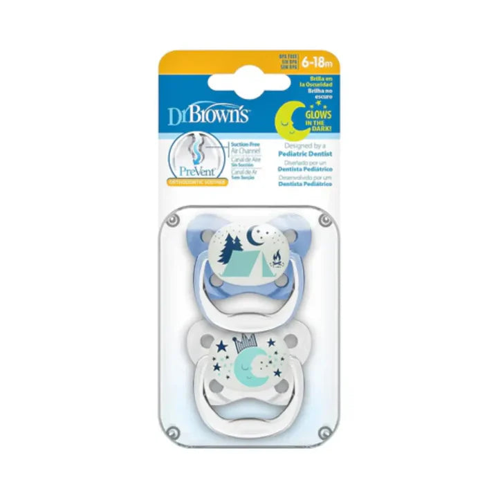 Dr. Brown's Prevent Glow In The Dark Butterfly Shield Soother - Stage 2 (6 to 18 Months) Pink Open Box