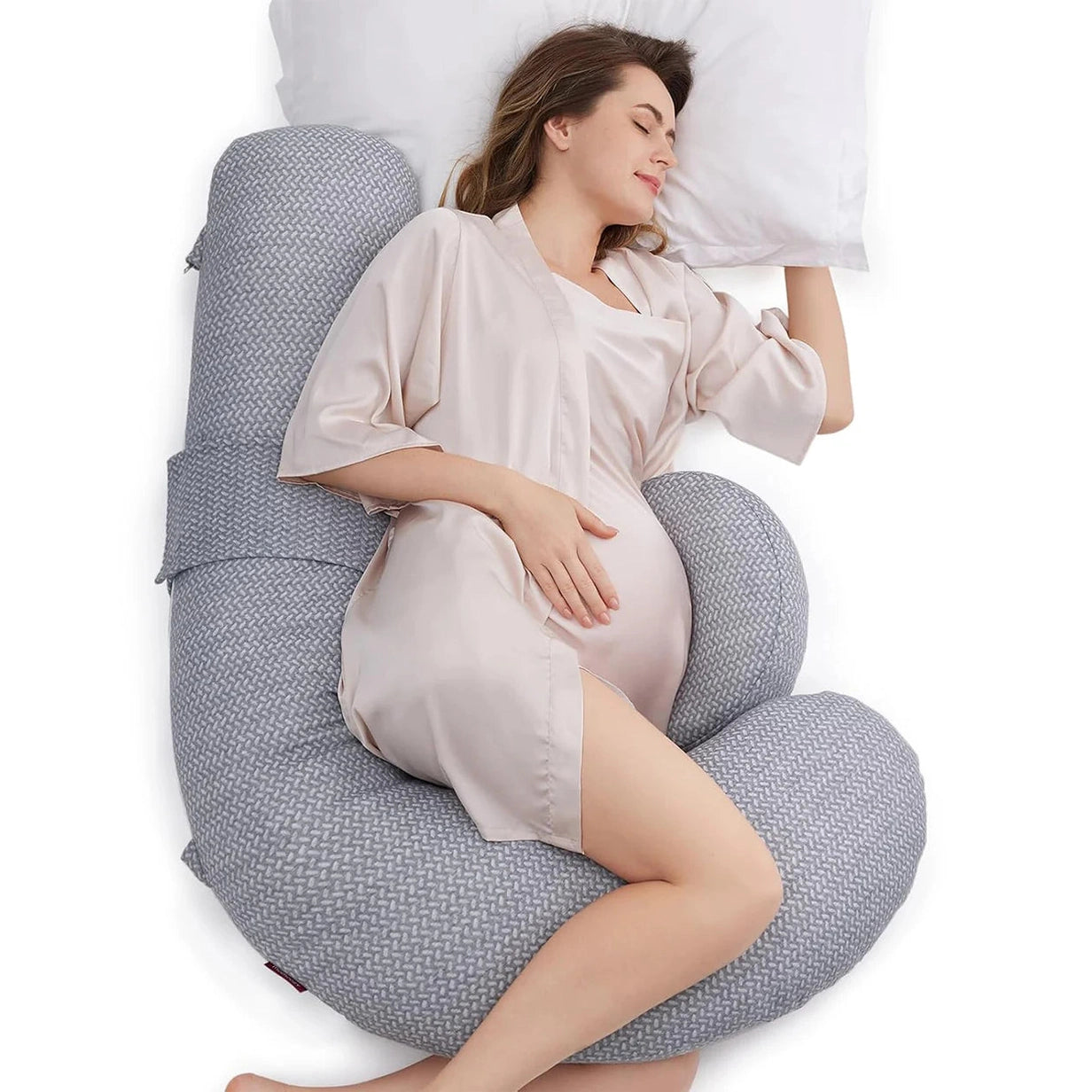 Momcozy Maternity Accessory Original F Shaped adjustable Maternity Pillow Grey