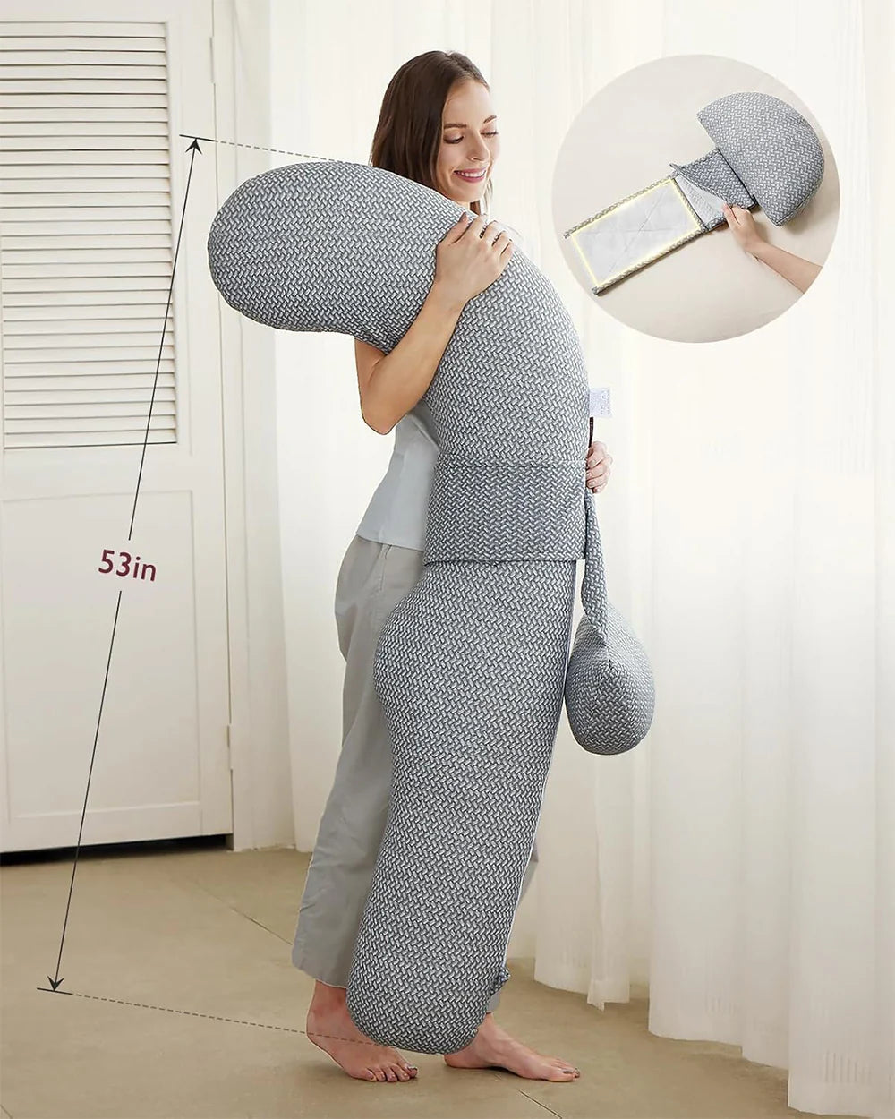 Momcozy Maternity Accessory Original F Shaped adjustable Maternity Pillow Grey