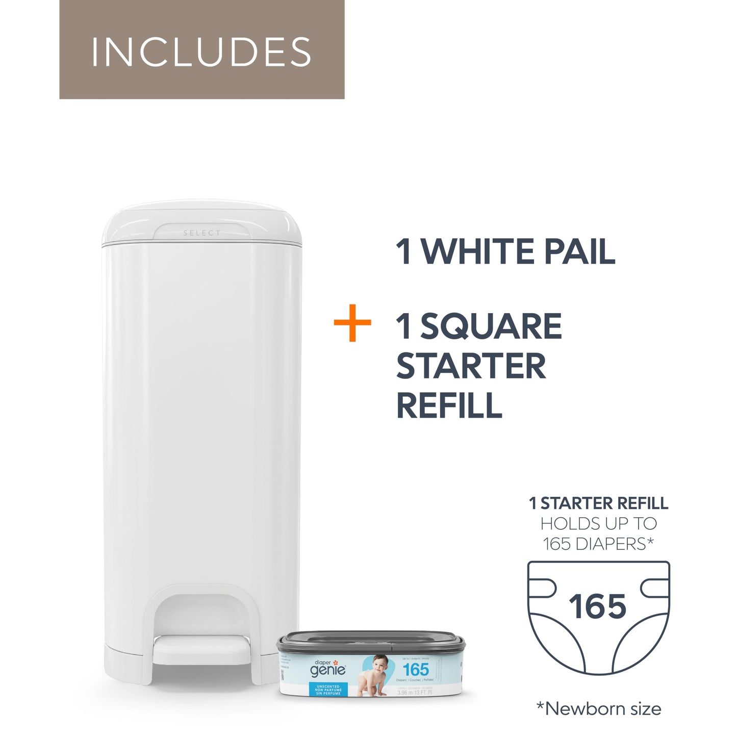 Diaper Genie Diaper Pails Select Grey - Open Box