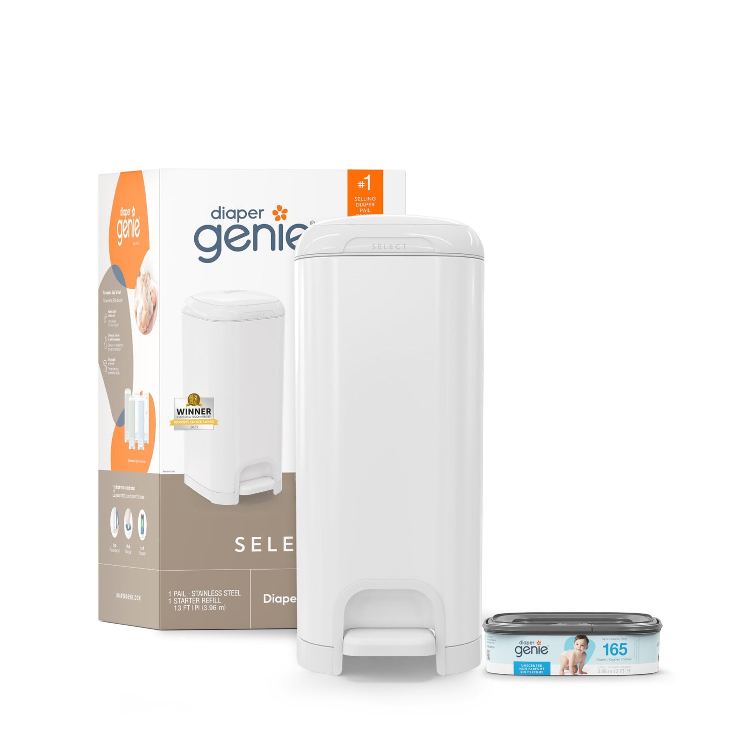 Diaper Genie Diaper Pails Select Grey - Open Box