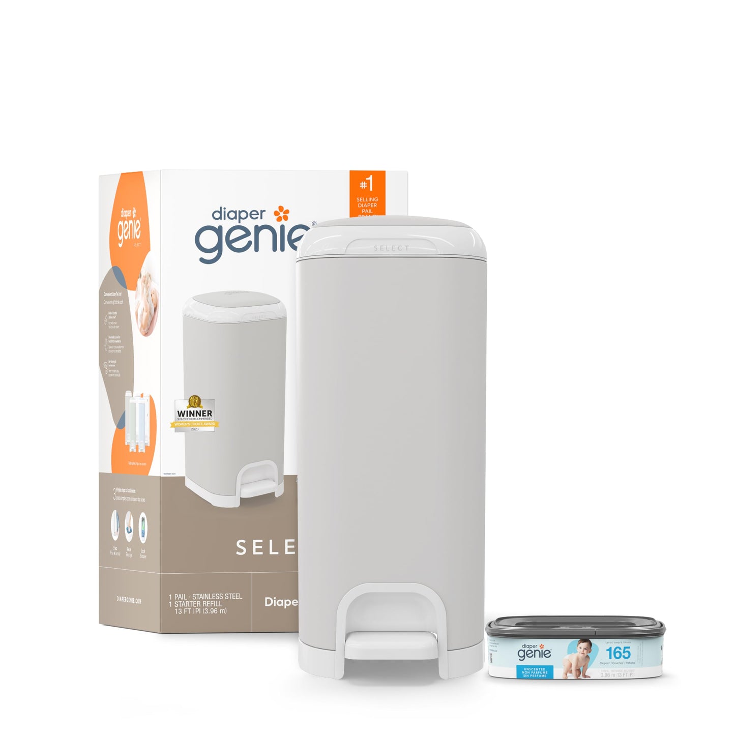 Diaper Genie Diaper Pails Select Grey - Open Box