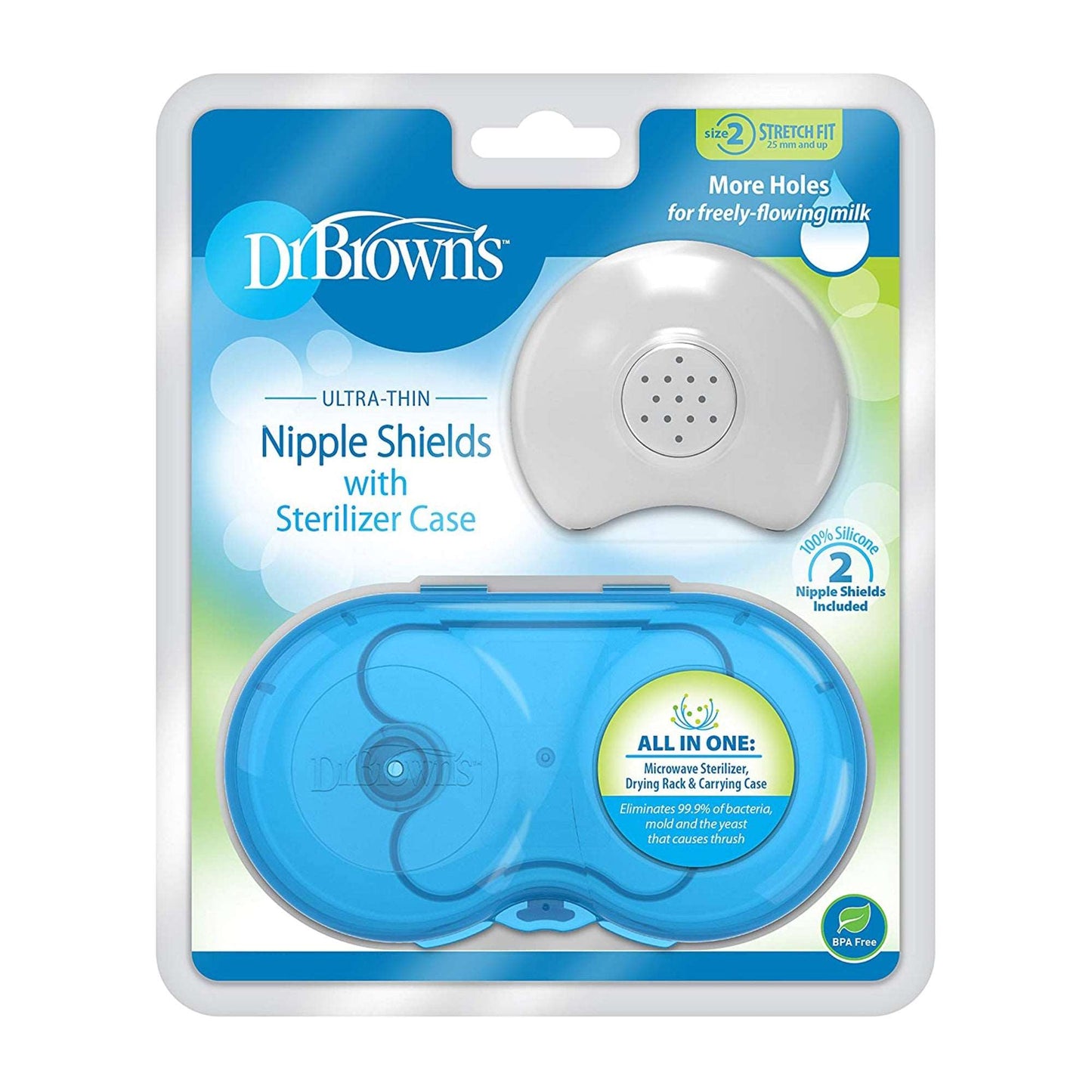 Dr. Brown Nipple Shields 2-Pack with Sterilizer Case || Size-2 || 9months to 24months - Toys4All.in
