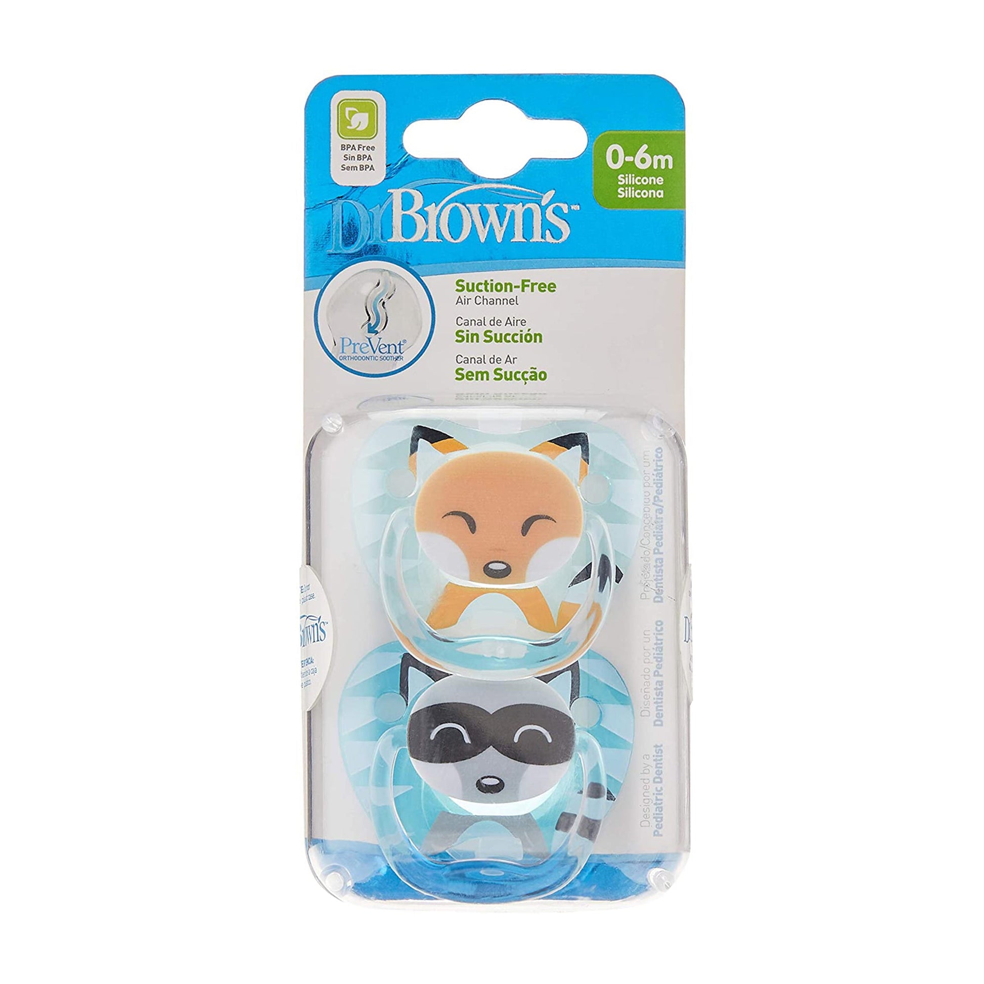 Dr. Brown Teal & Gray PreVent Printed Shield Soother || Stage-1 || Pack of 2 || Birth+ to 6months - Toys4All.in