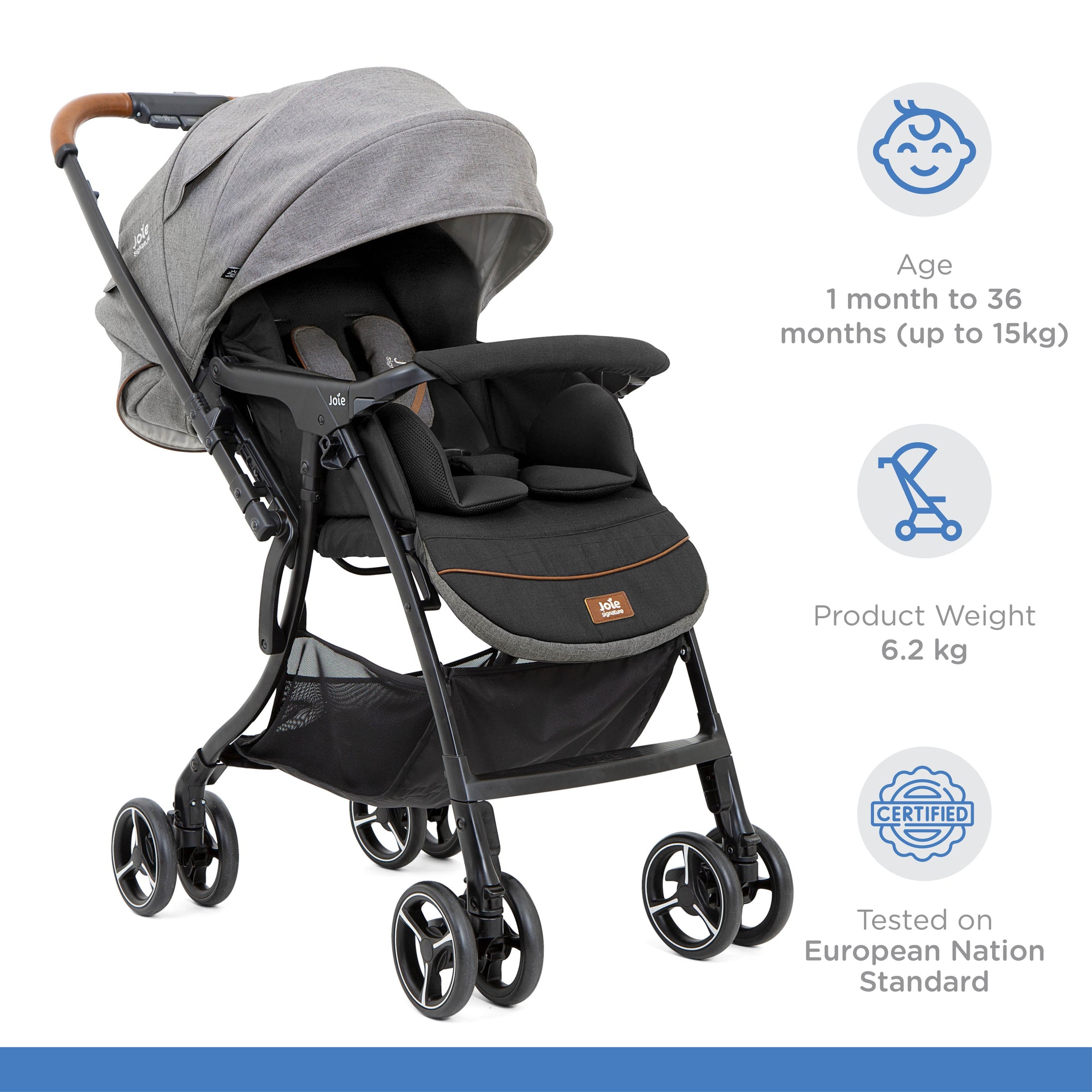 Joie 4Wd Drift Sma Baggi Stroller || Fashion - Carbon || Birth+ to 36months - Toys4All.in