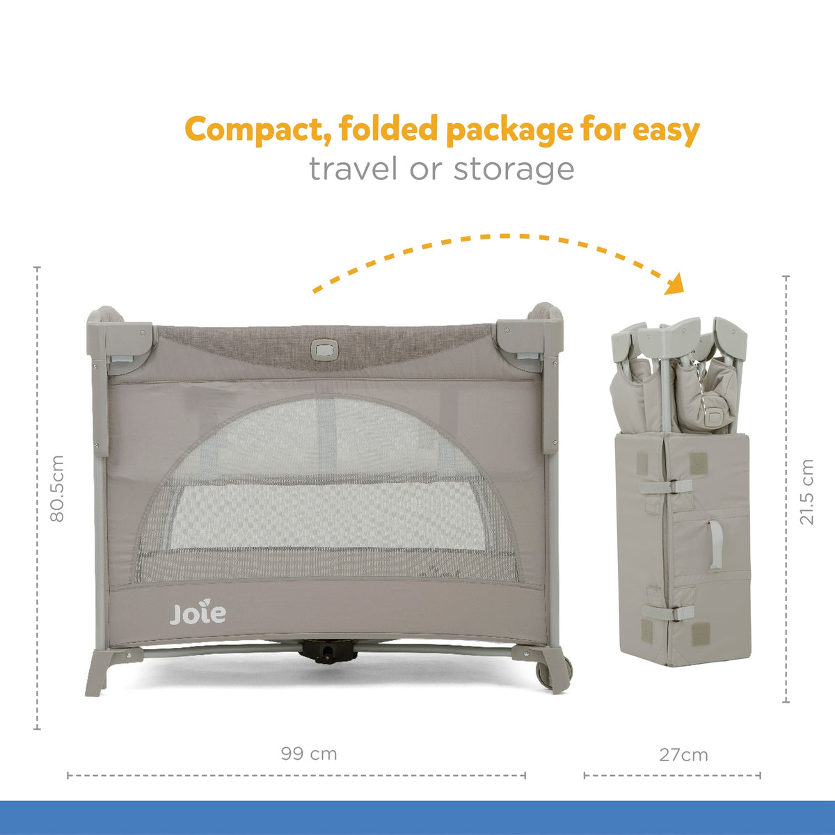 Joie Kubbie Sleep Playard || Fashion - Satellite || Birth+ to 36months || Distress Box