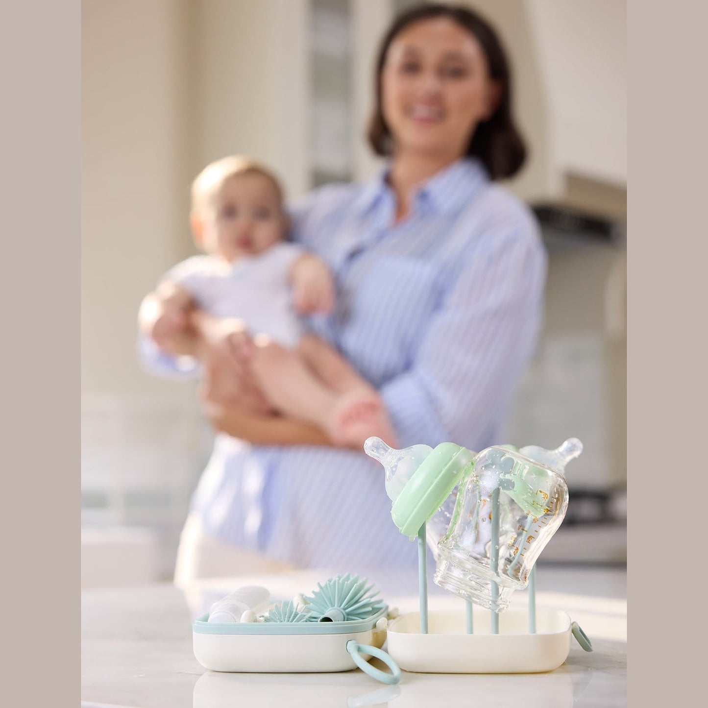 Momcozy Weaning Accessories Push-Press Design Bottle Brush Kit-Classic Style Green