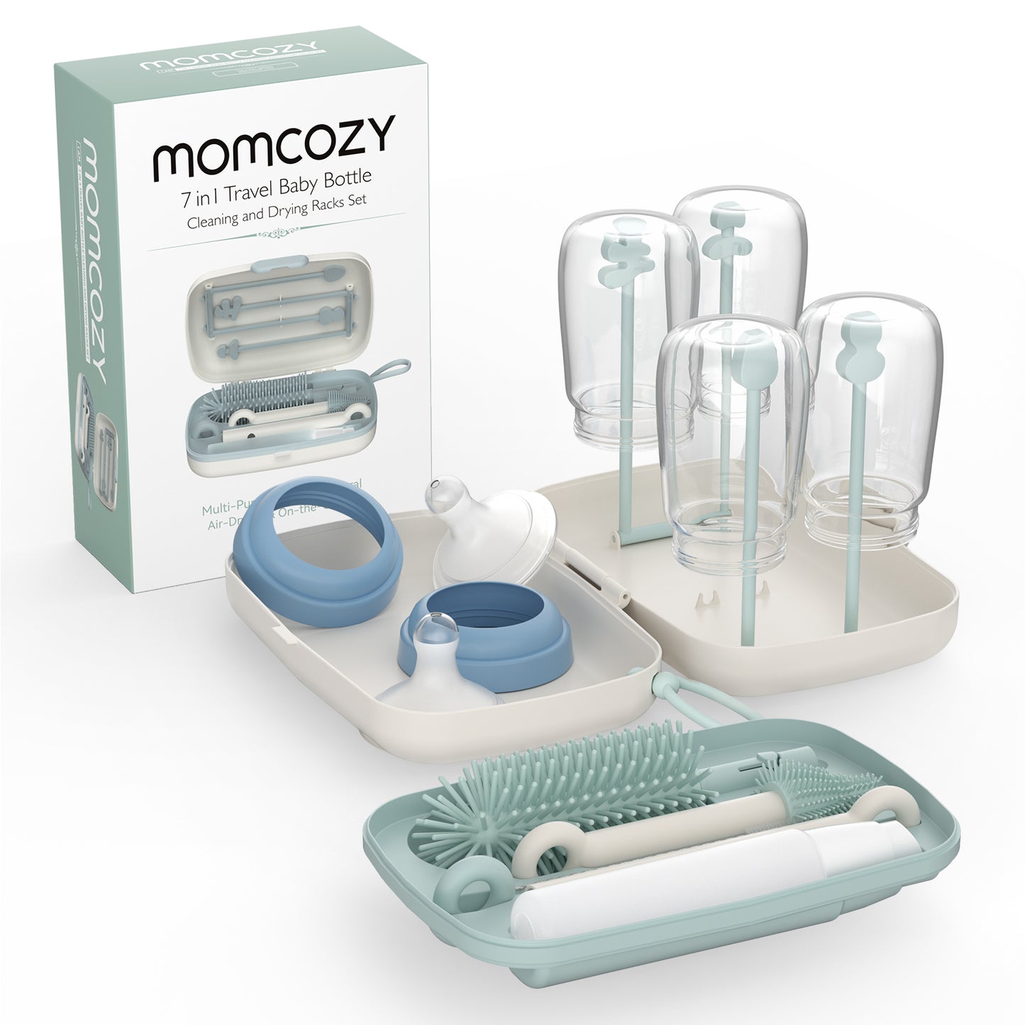 Momcozy Weaning Accessories Push-Press Design Bottle Brush Kit-Classic Style Green