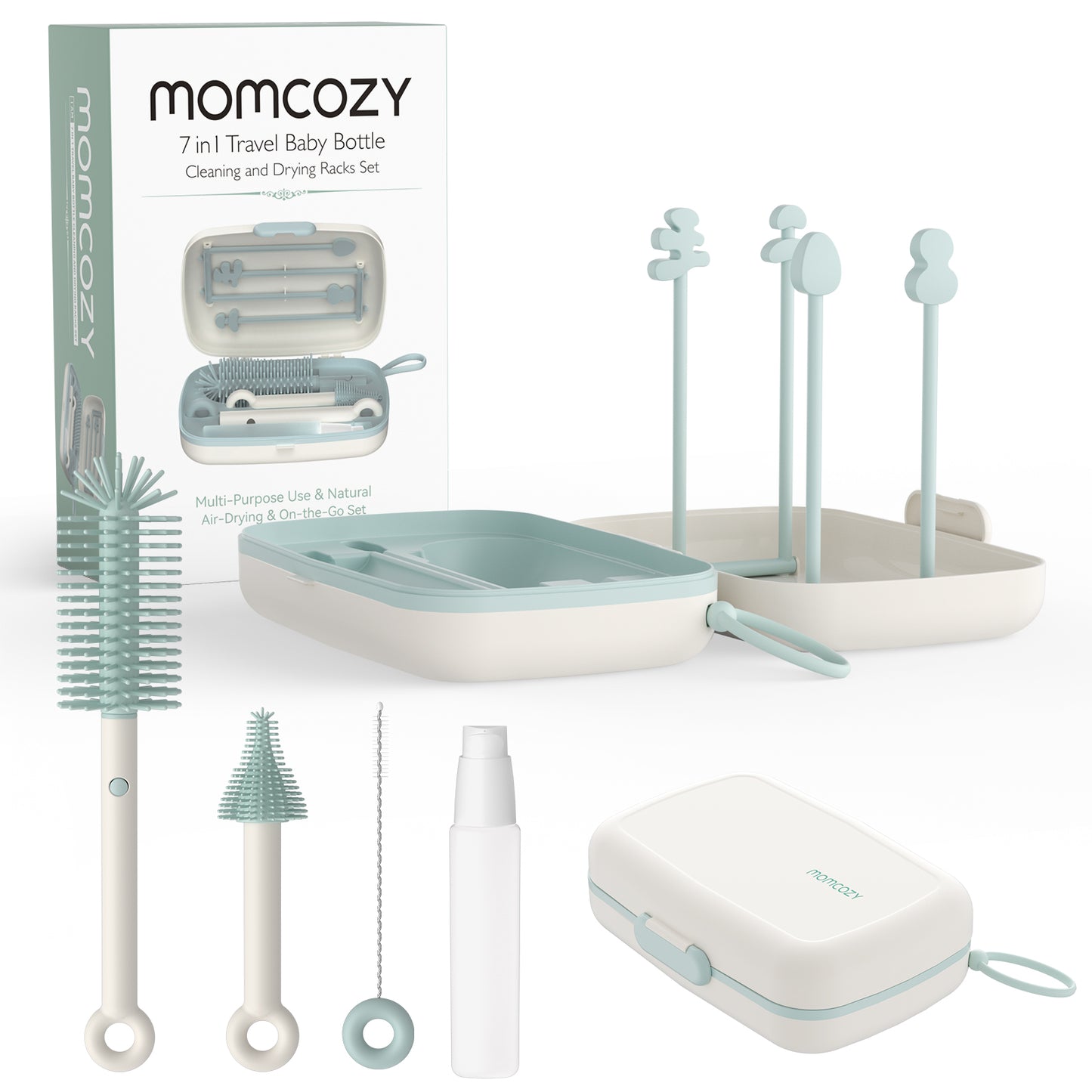 Momcozy Weaning Accessories Push-Press Design Bottle Brush Kit-Classic Style Green