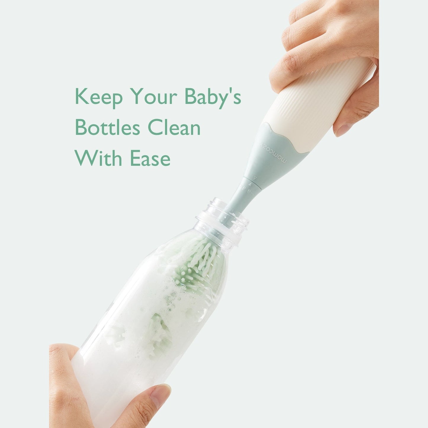 Momcozy Weaning Accessories Push-Press Design Bottle Brush Kit-Press Bubble Style Green