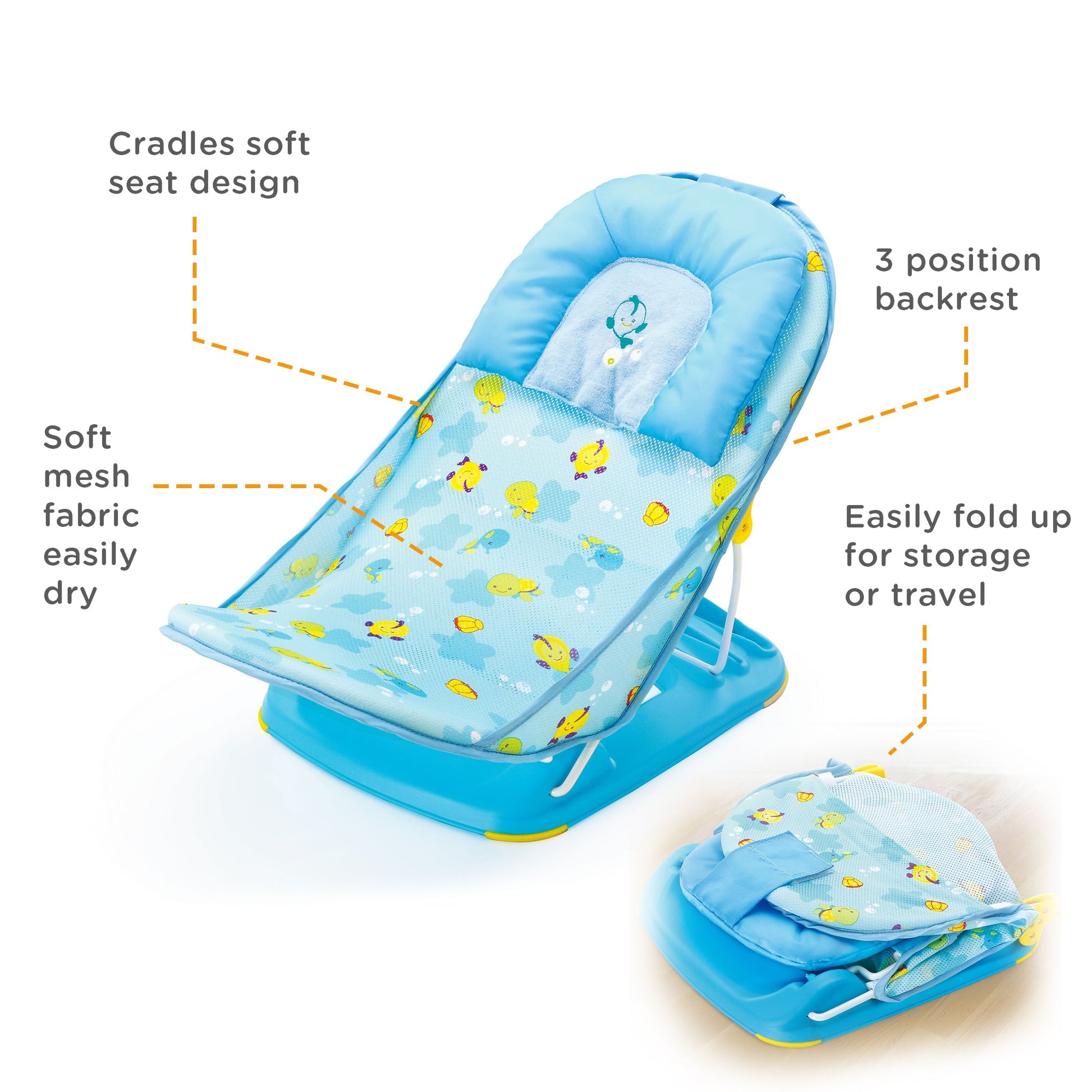 Mastela Deluxe Baby Bather || Fashion-Blue || Birth+ to 12months - Toys4All.in
