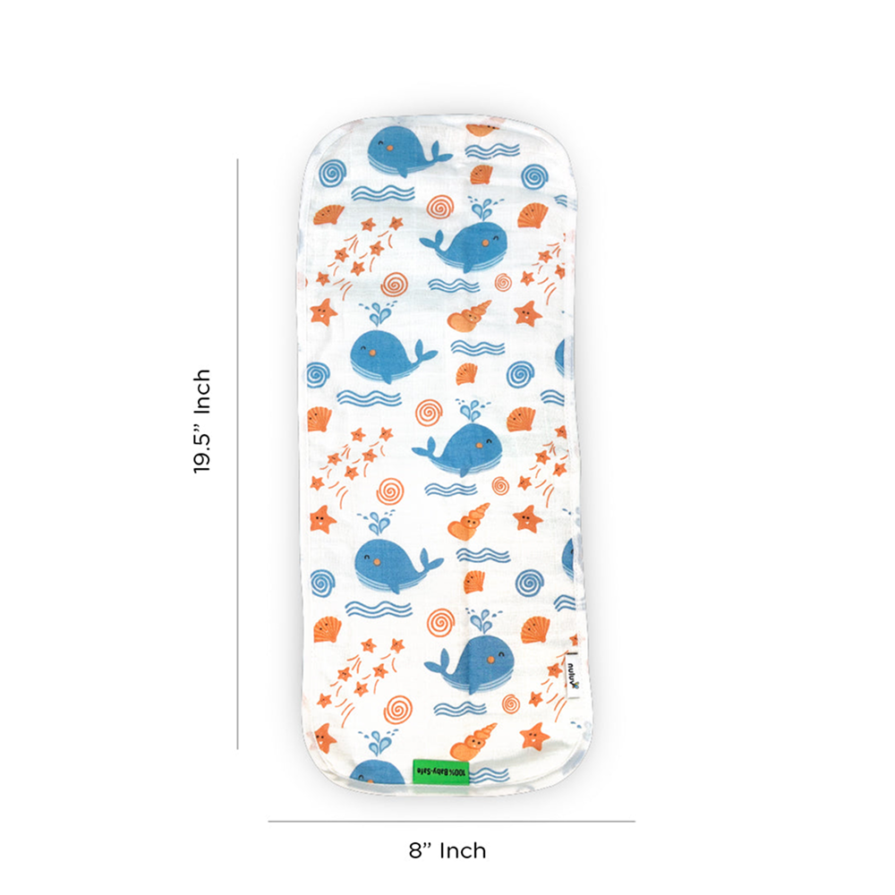 Nuluv Blue Whale Design Burp Cloth (White) - Pack of 2