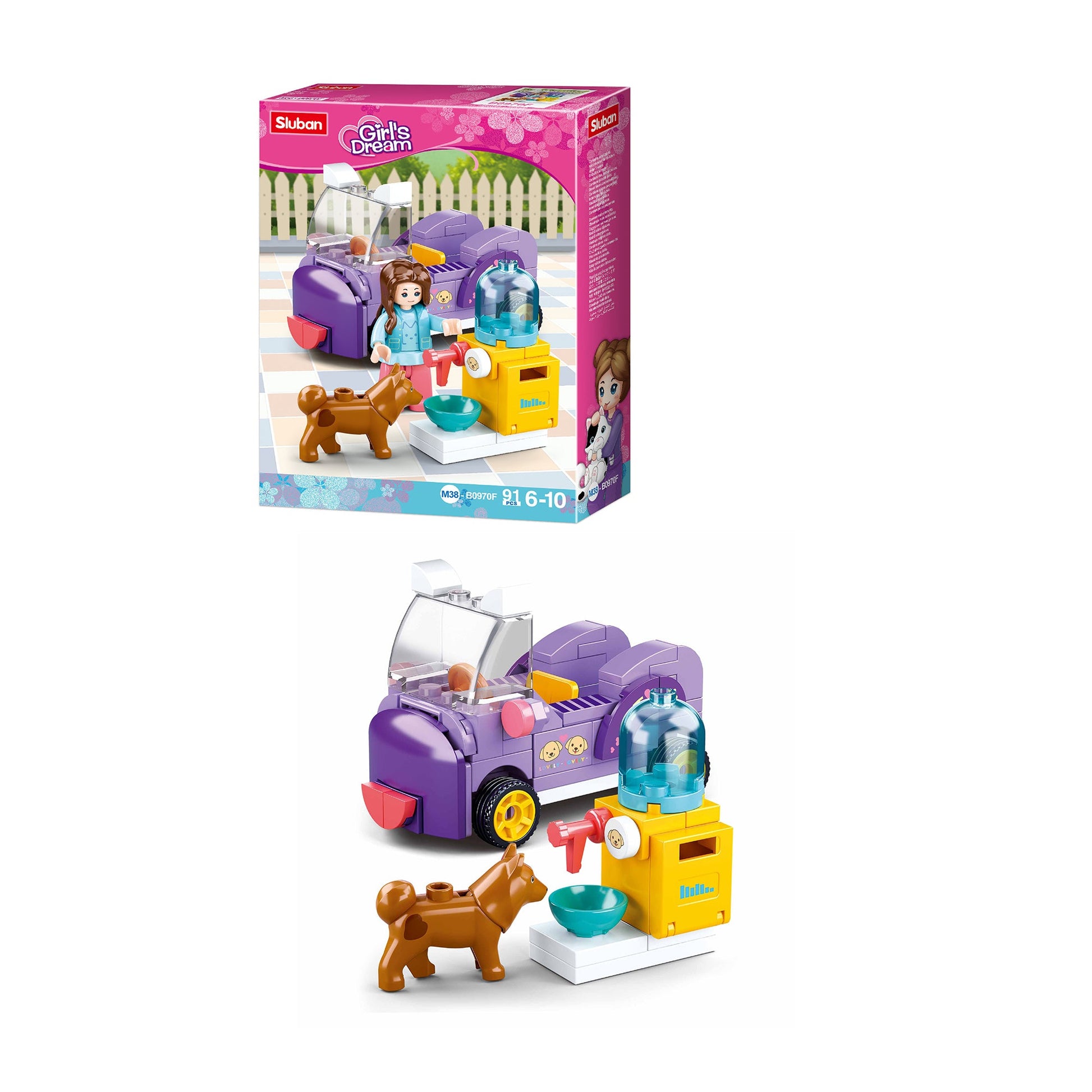 Playzu By Sluban Girls Dream Dog Feeding Area Building Blocks Toys || 6years++