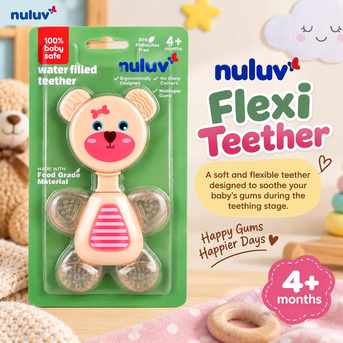 Nuluv Water Filled Teether (Flexi Bear) - BPA Free