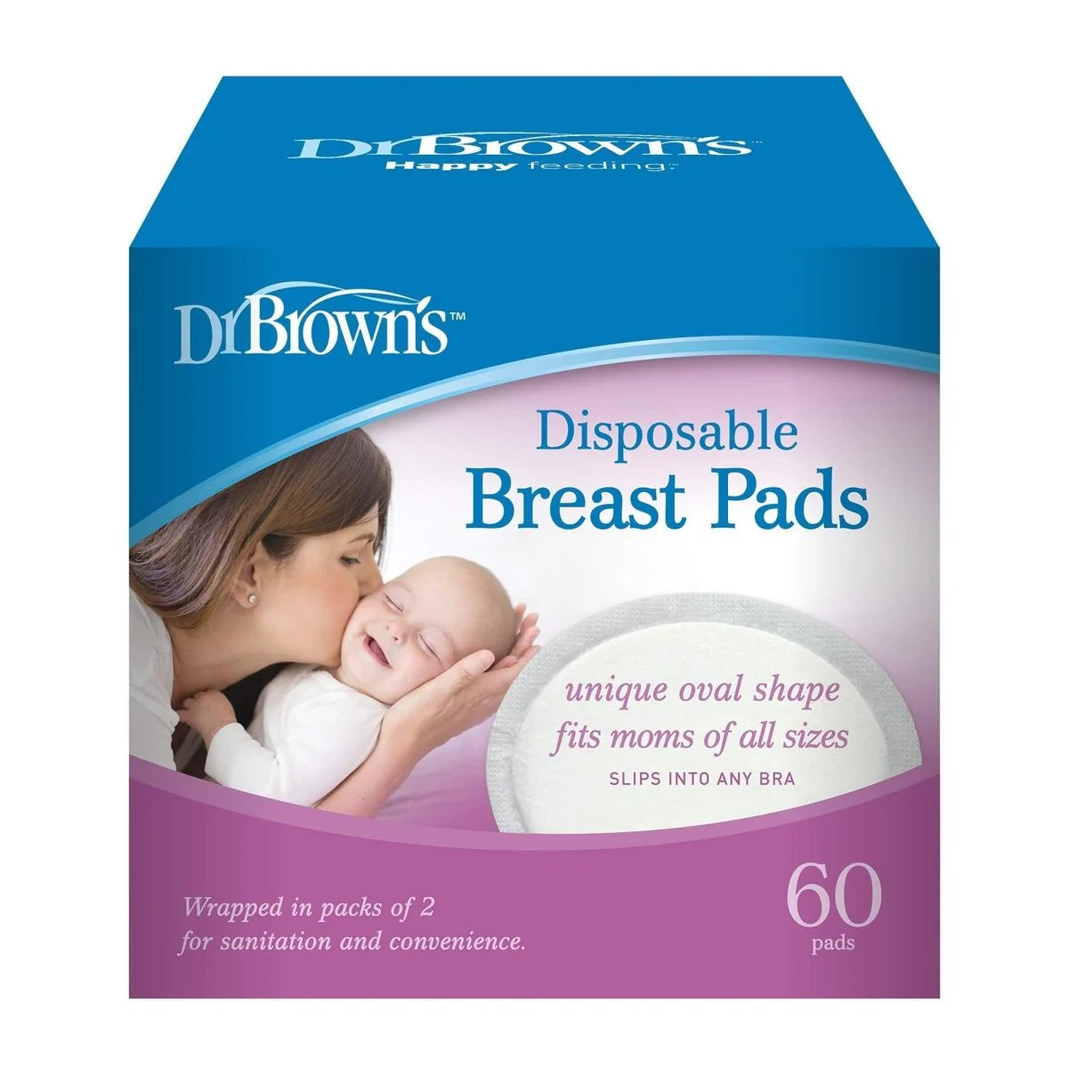 Dr.Brown's Disposable Breast Pads || Pack of 60pcs || Birth+ to 9months - Open Box