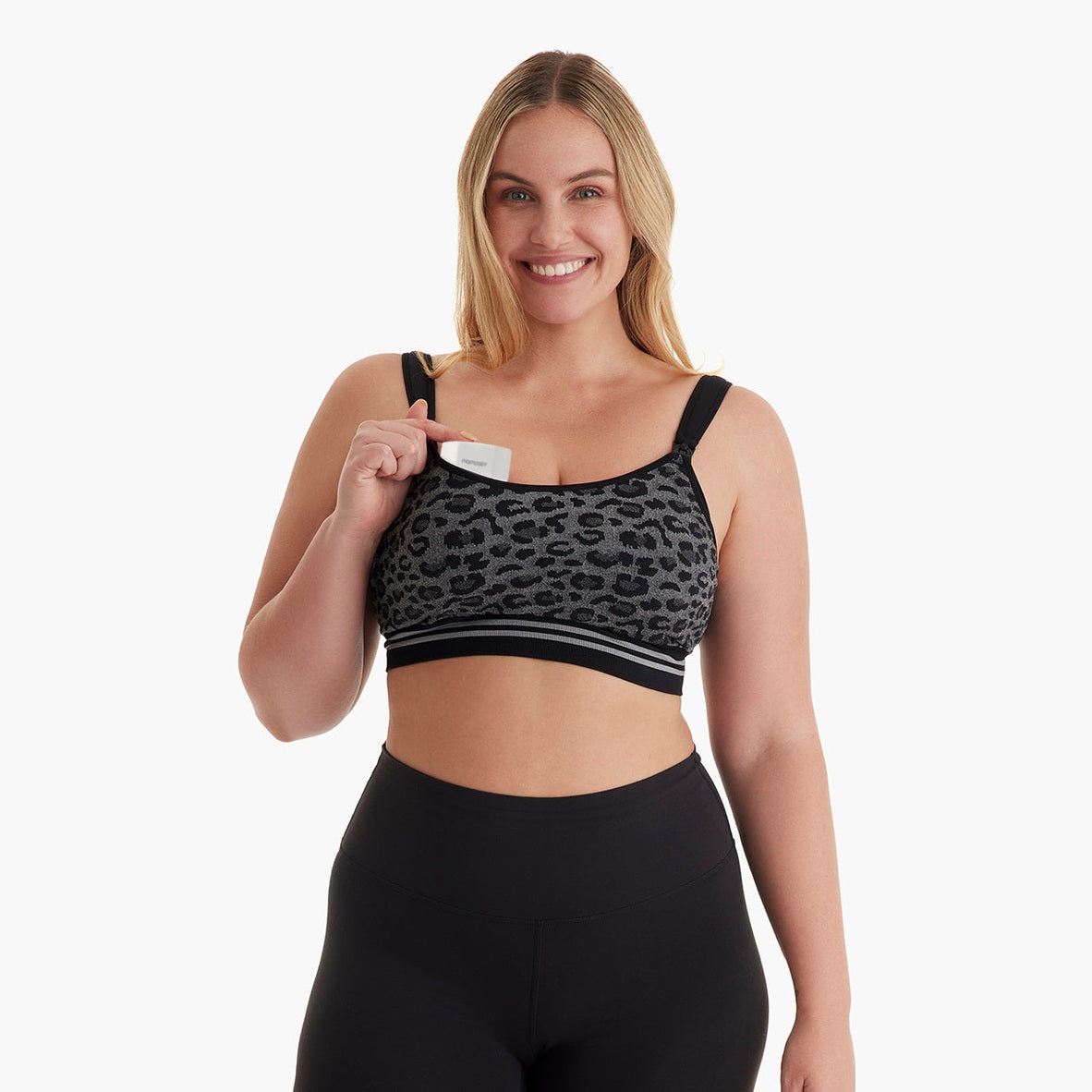 Momcozy Maternity Accessory 4-in-1 Hands-Free Pumping Bra - Leopard Black