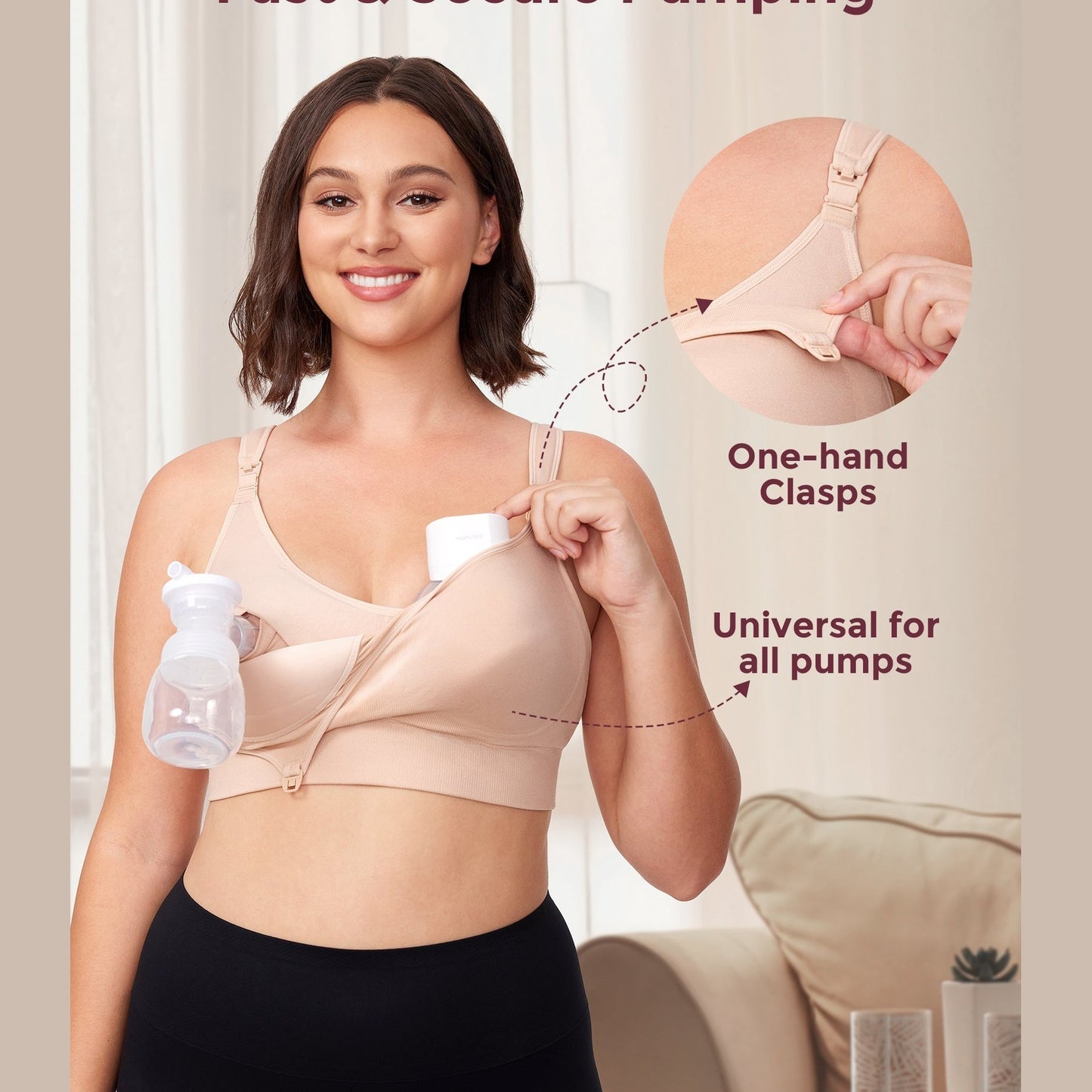 Momcozy Maternity Accessory 4-in-1 Hands-Free Pumping Bra - Skin