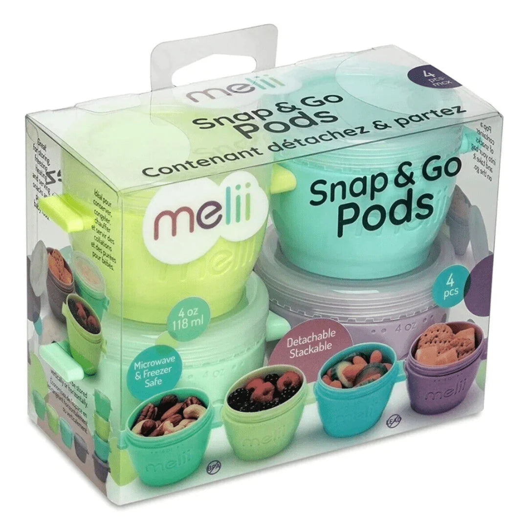 Melii Snap & Go Pods (6oz) - 4 piece set Multicolor ~ 3 to 24 Months