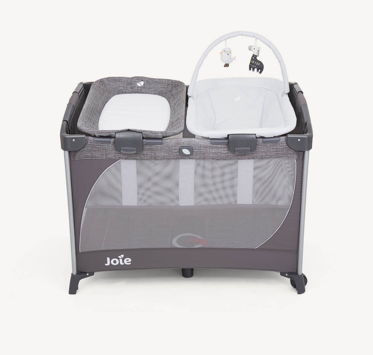 Joie Commuter Change & Snooze travel cot in Linen Grey